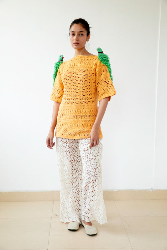 Yellow - Hand Crochet T shirt