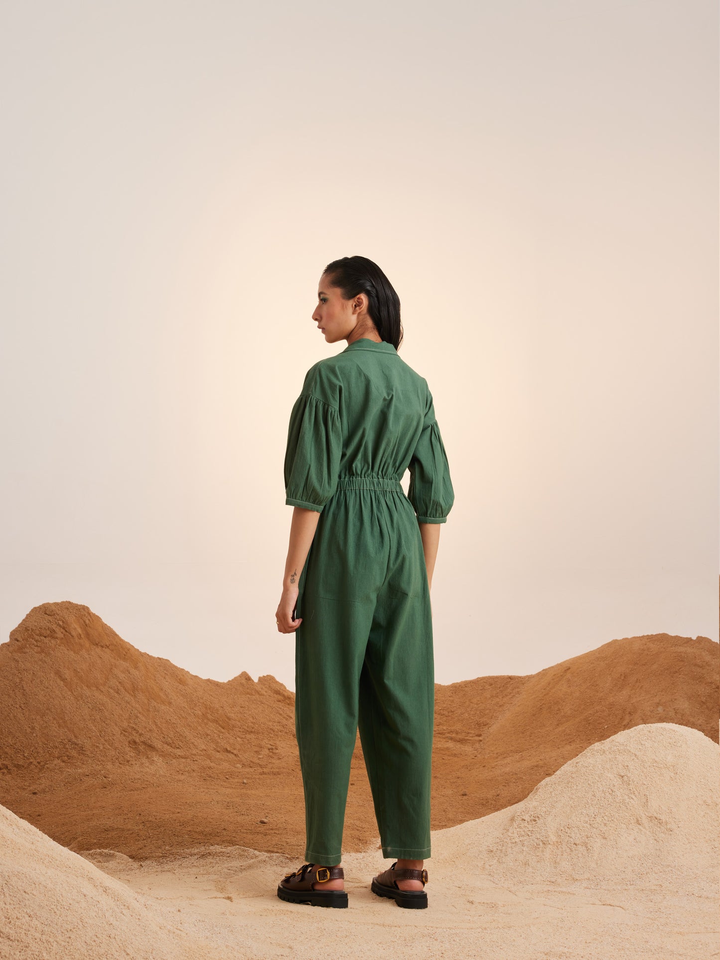 Top Stitch Jumpsuit - Green