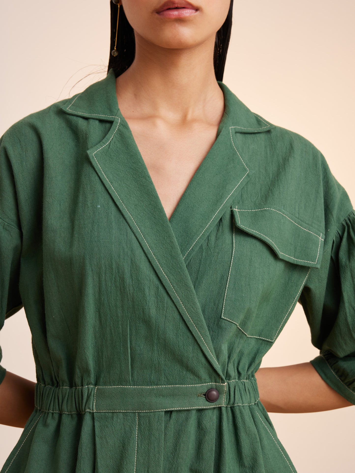 Top Stitch Jumpsuit - Green