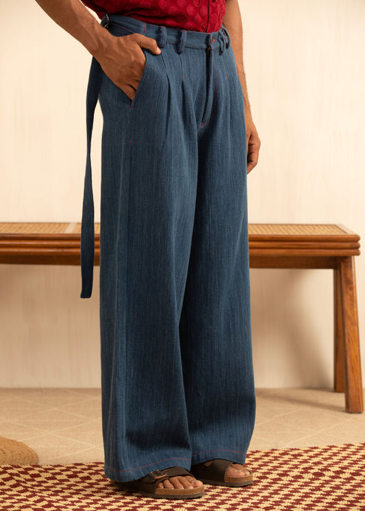 INDIGO BOX PLEAT DENIM