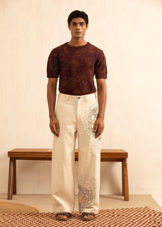 EMBROIDERED KNOTS PANTS