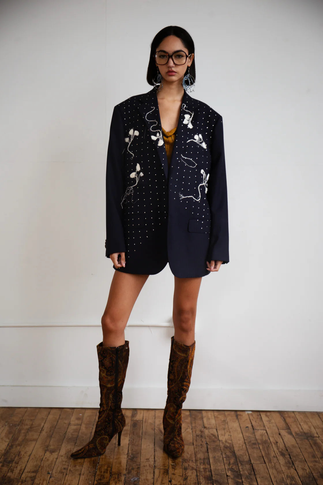Silk Cocoon Blazer in Navy