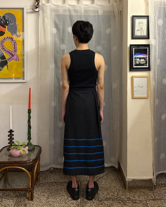 Reversible Wrap Skirt Black And Blue