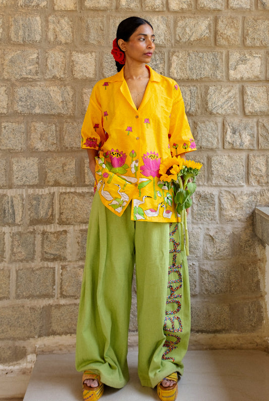 Kantha Lotus Silk shirt