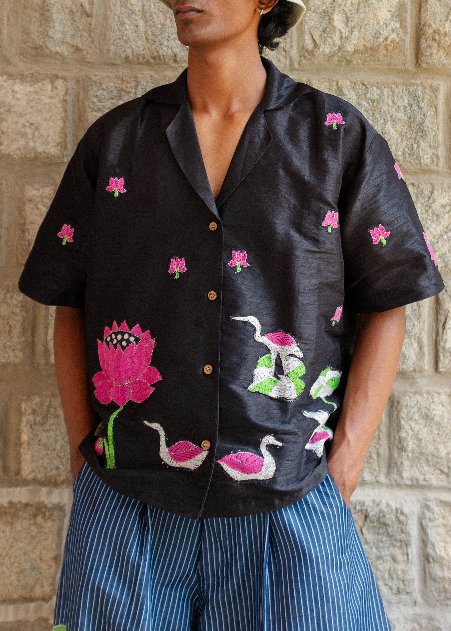 Kantha Lotus Silk shirt