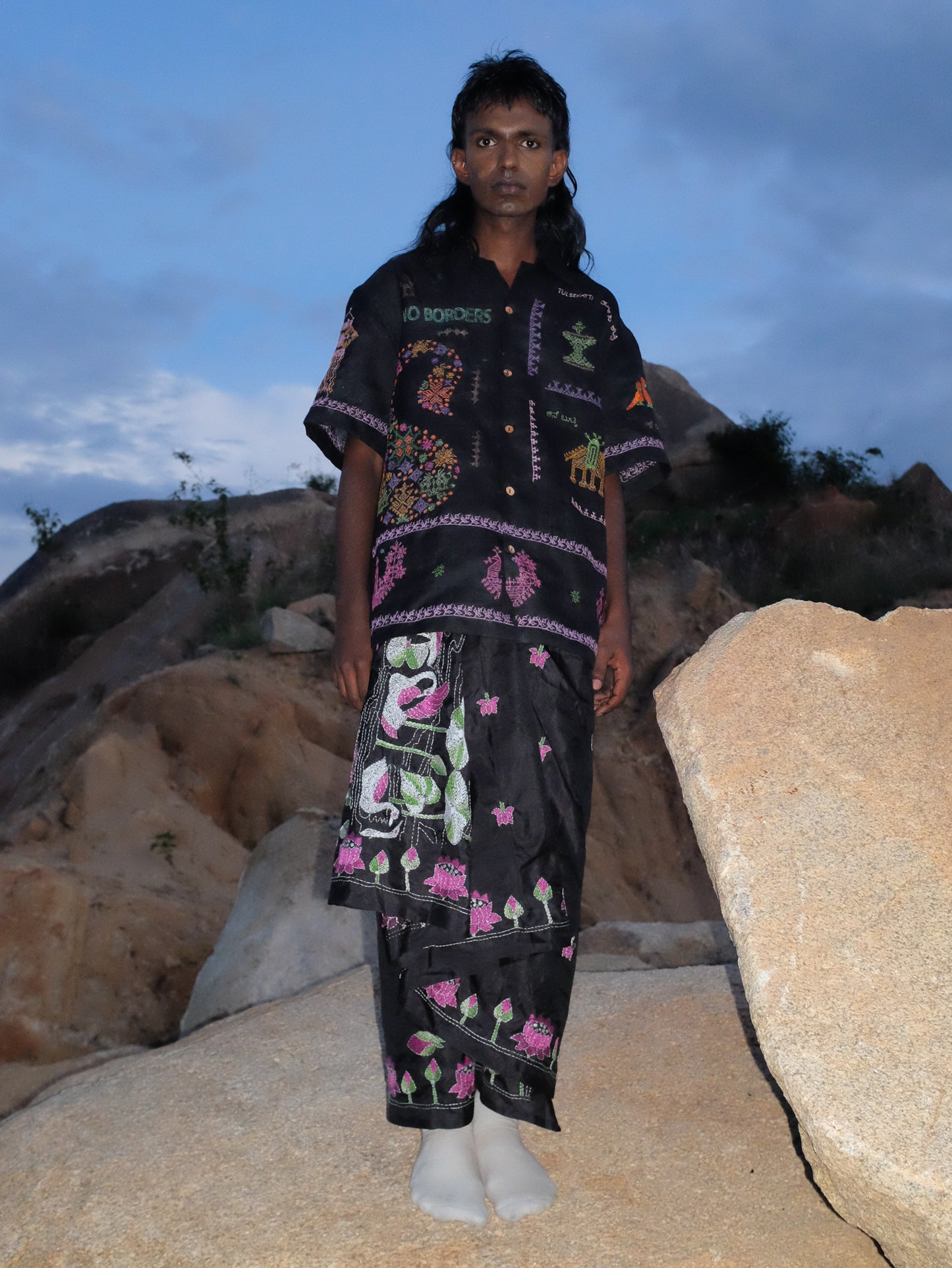 Kasuti Black Badam Motif Shirt