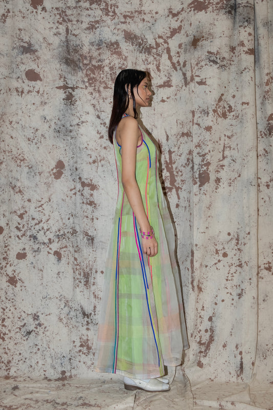 Silk organza panelled dress