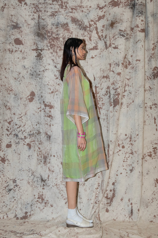 Silk organza shift dress