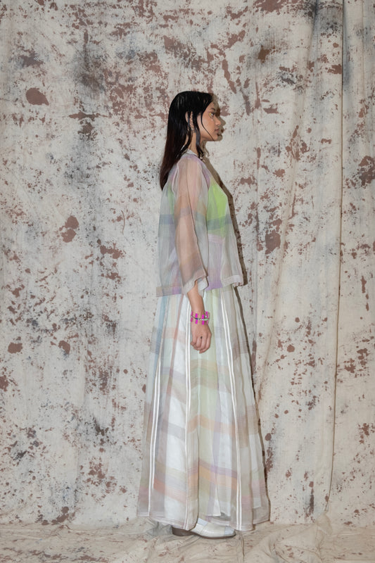 Silk organza skirt and shirt set