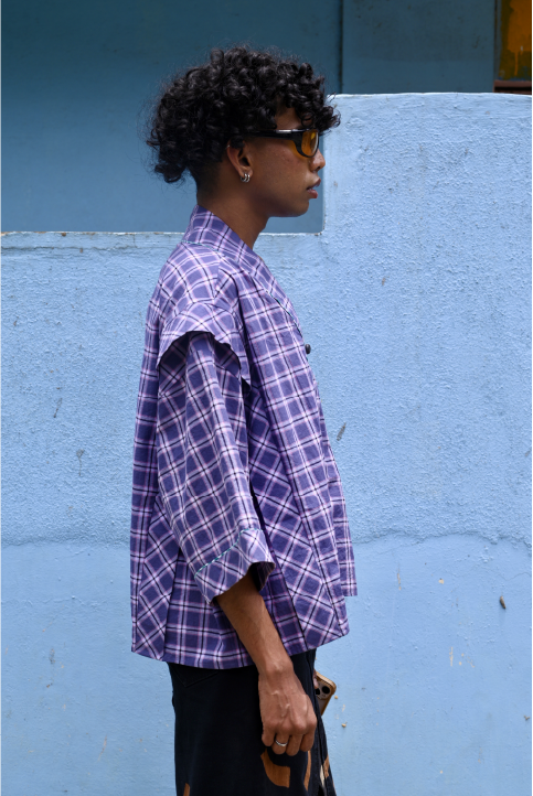 Box Shacket Grey Check