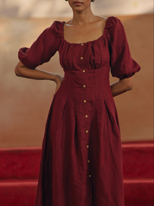 Ella Dress - Maroon