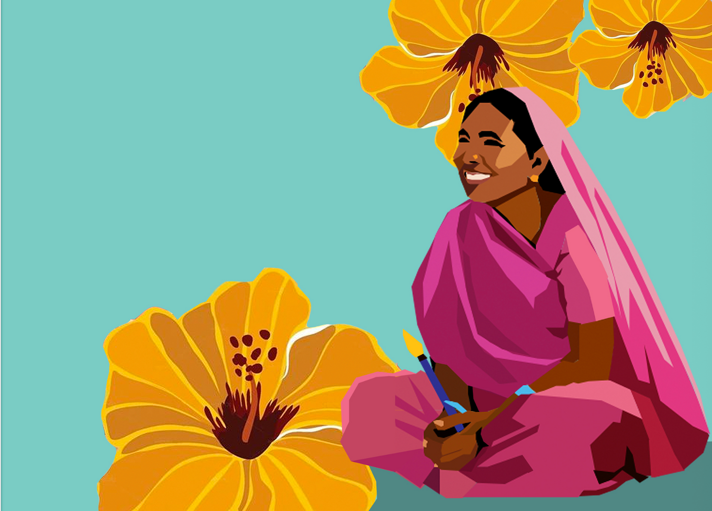 Didi with a brush (Postcard)
