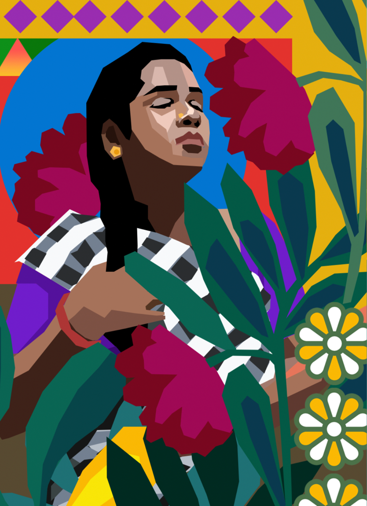 Kanchana in her Garden (Postcard)