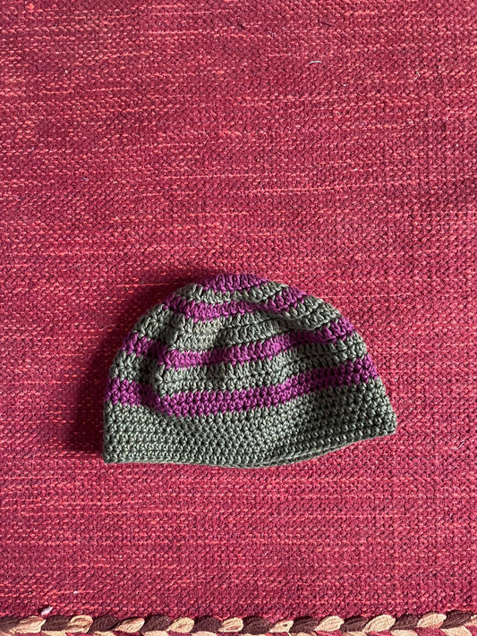 Pahadi Topi - Olive green and purple
