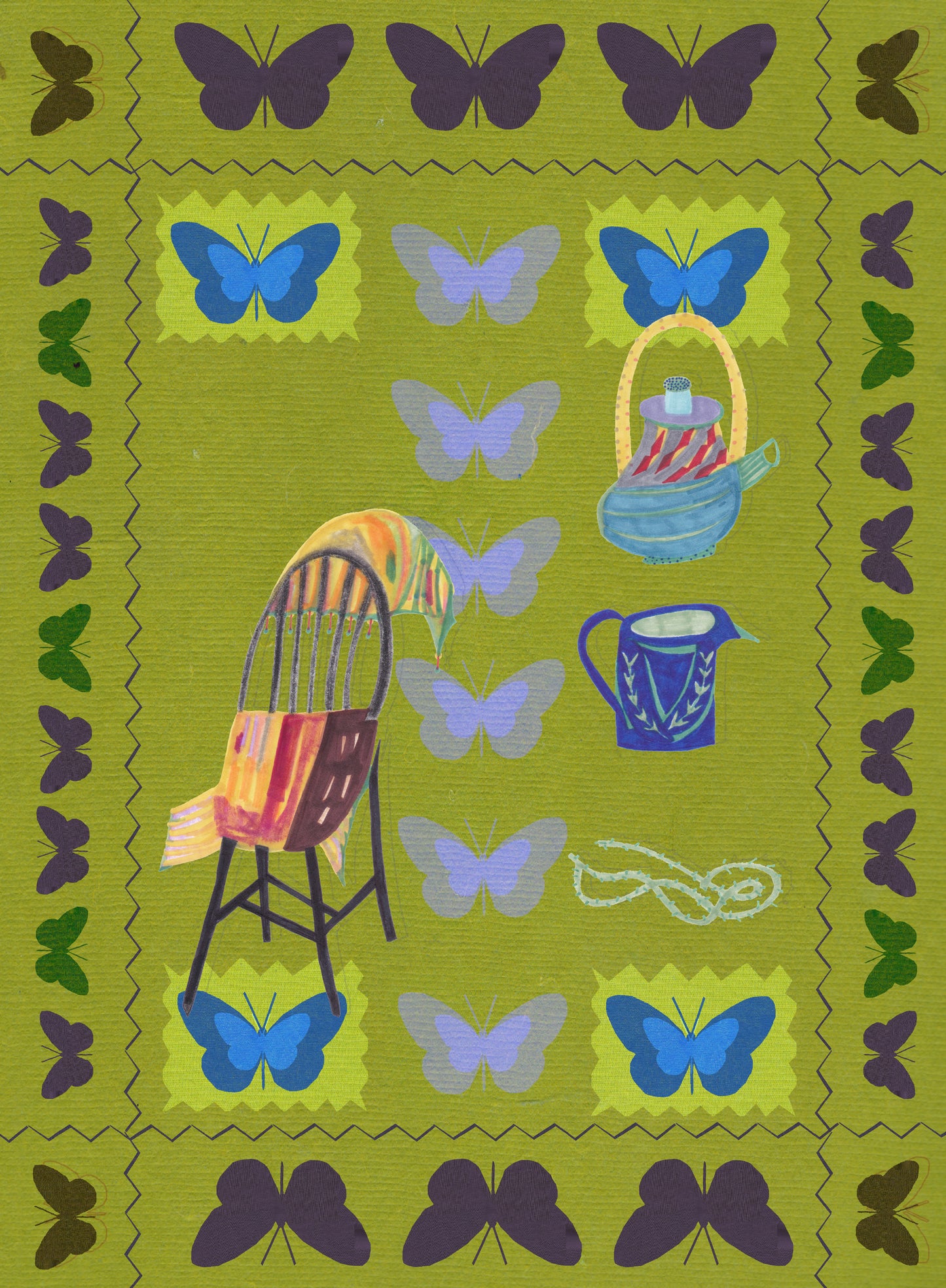 Chair with Butterflies (Quilt series), 2021