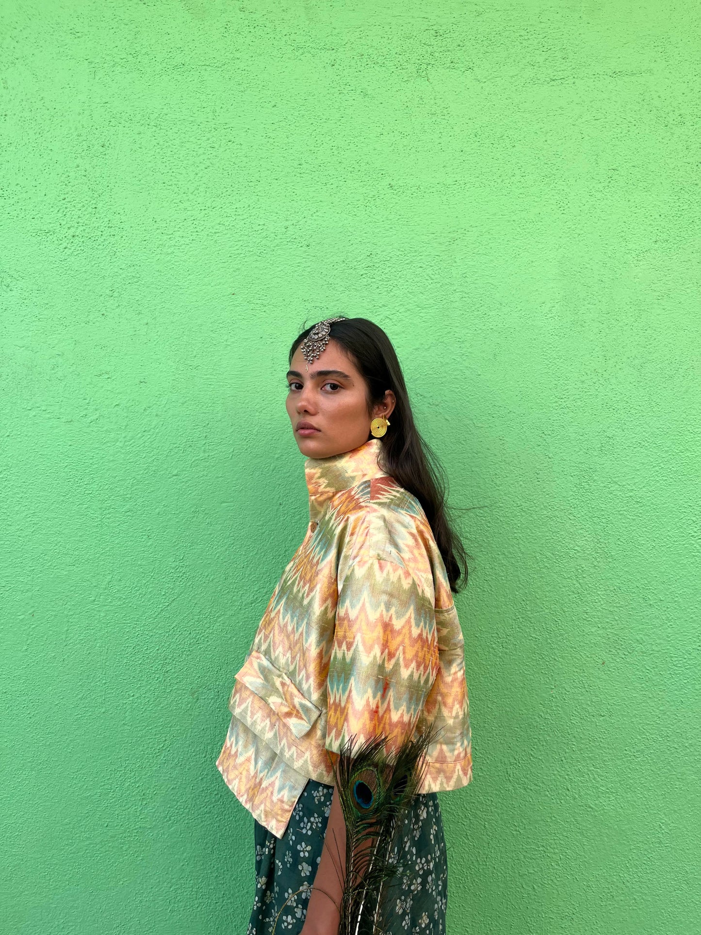 Sand Dunes Cropped Ikat Jacket