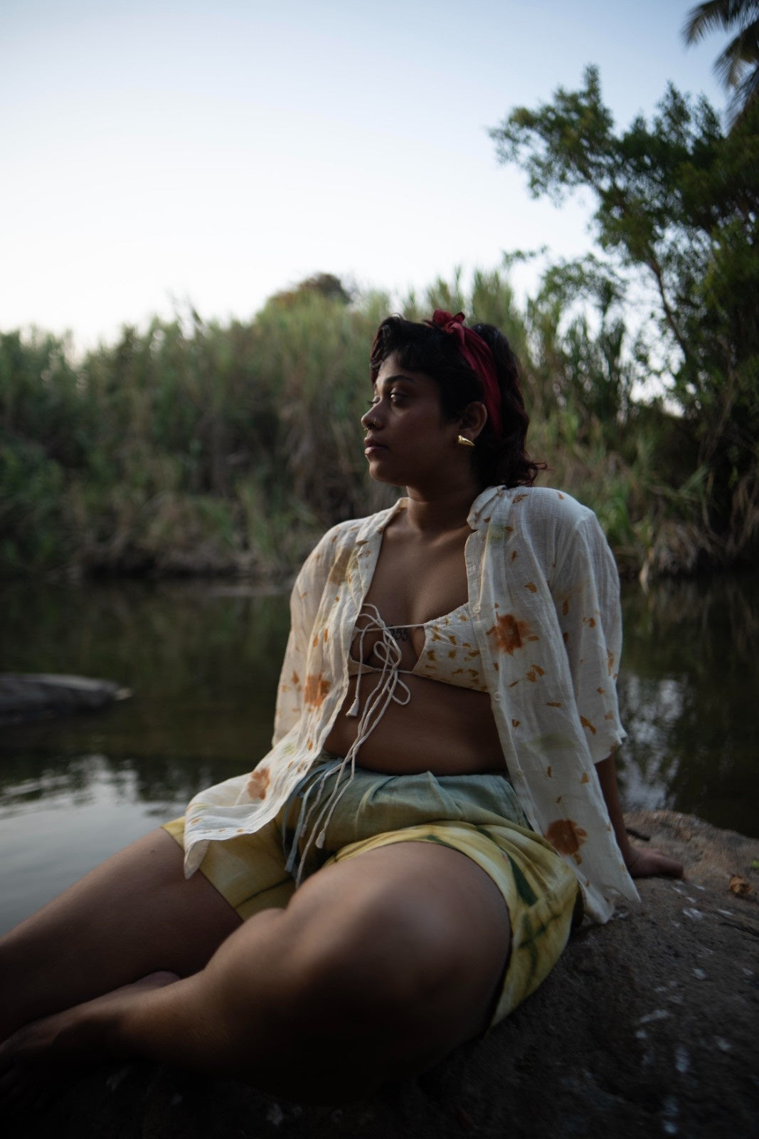 Front knot bralette - Marigold print