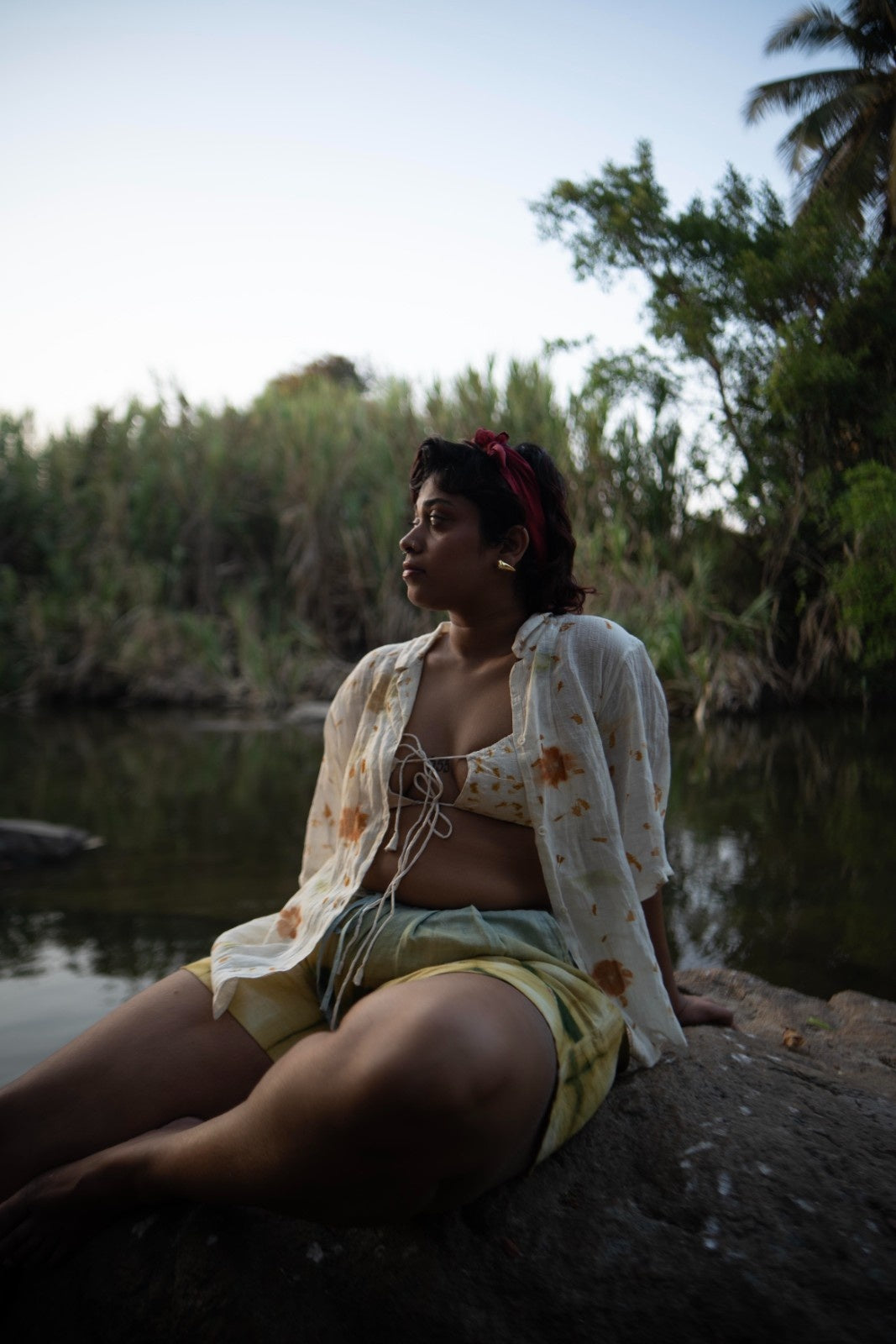 Front knot bralette - Marigold print
