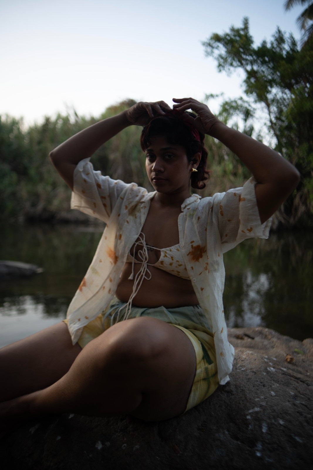 Front knot bralette - Marigold print