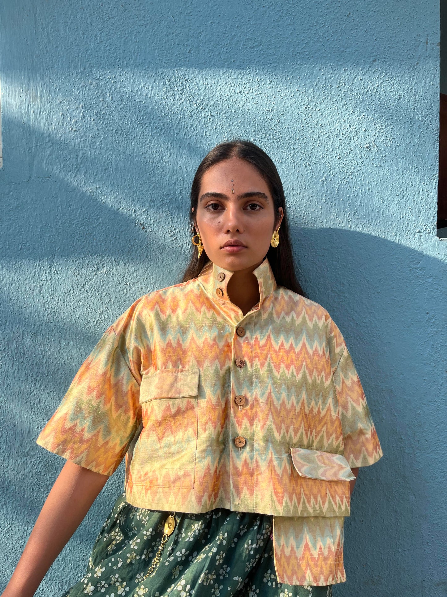 Sand Dunes Cropped Ikat Jacket