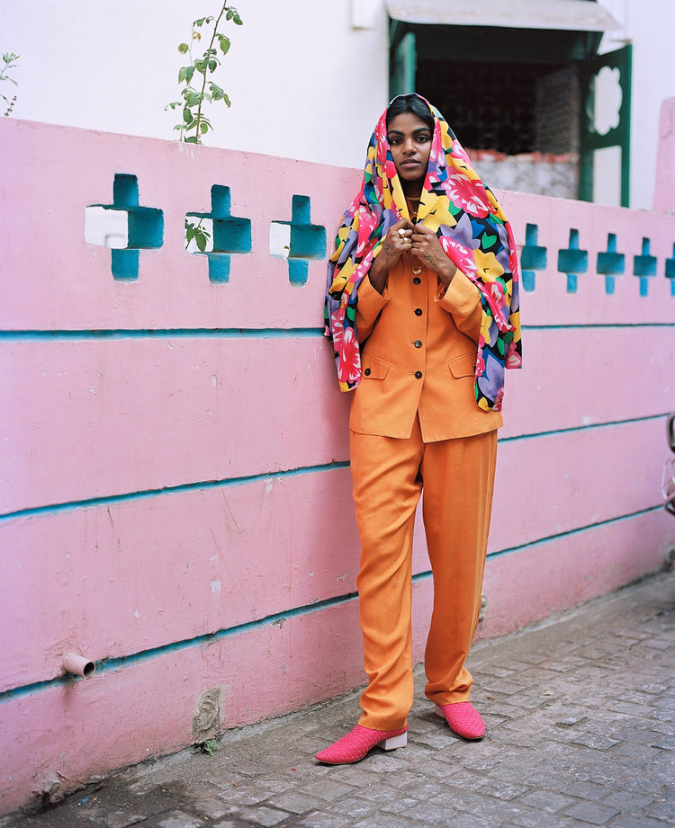 1980s SILK PANT- SUIT BY DANA BUCHMAN