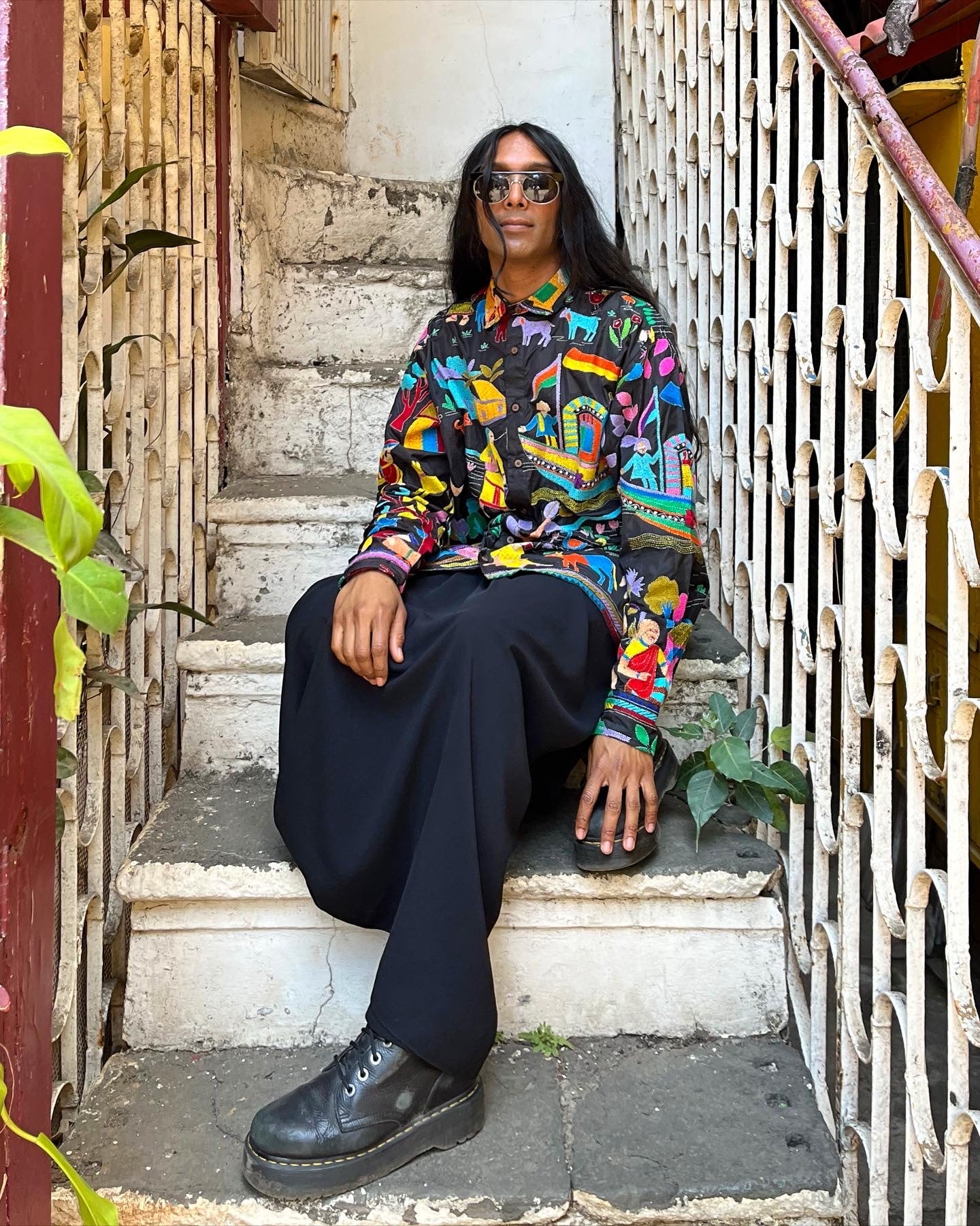 Village Kantha Shirt in Black