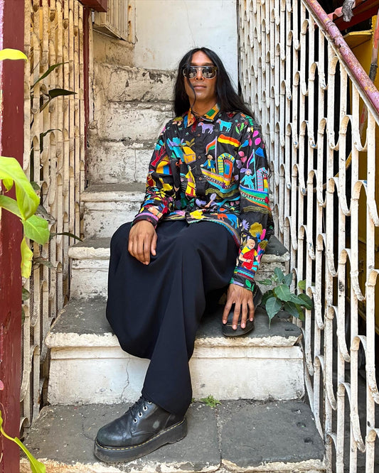 Village Kantha Shirt in Black