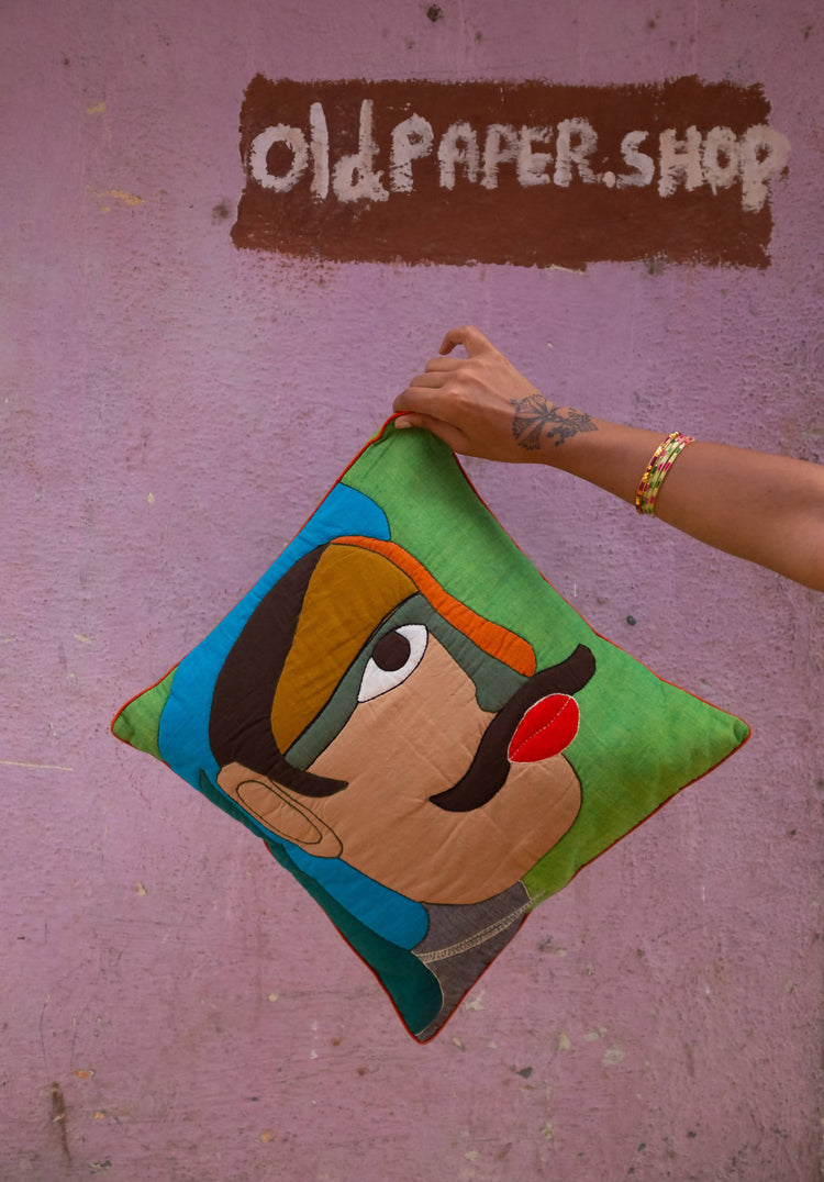 'NAR' SUJINI & APPLIQUE EMROIDERY COTTON CUSHION COVER