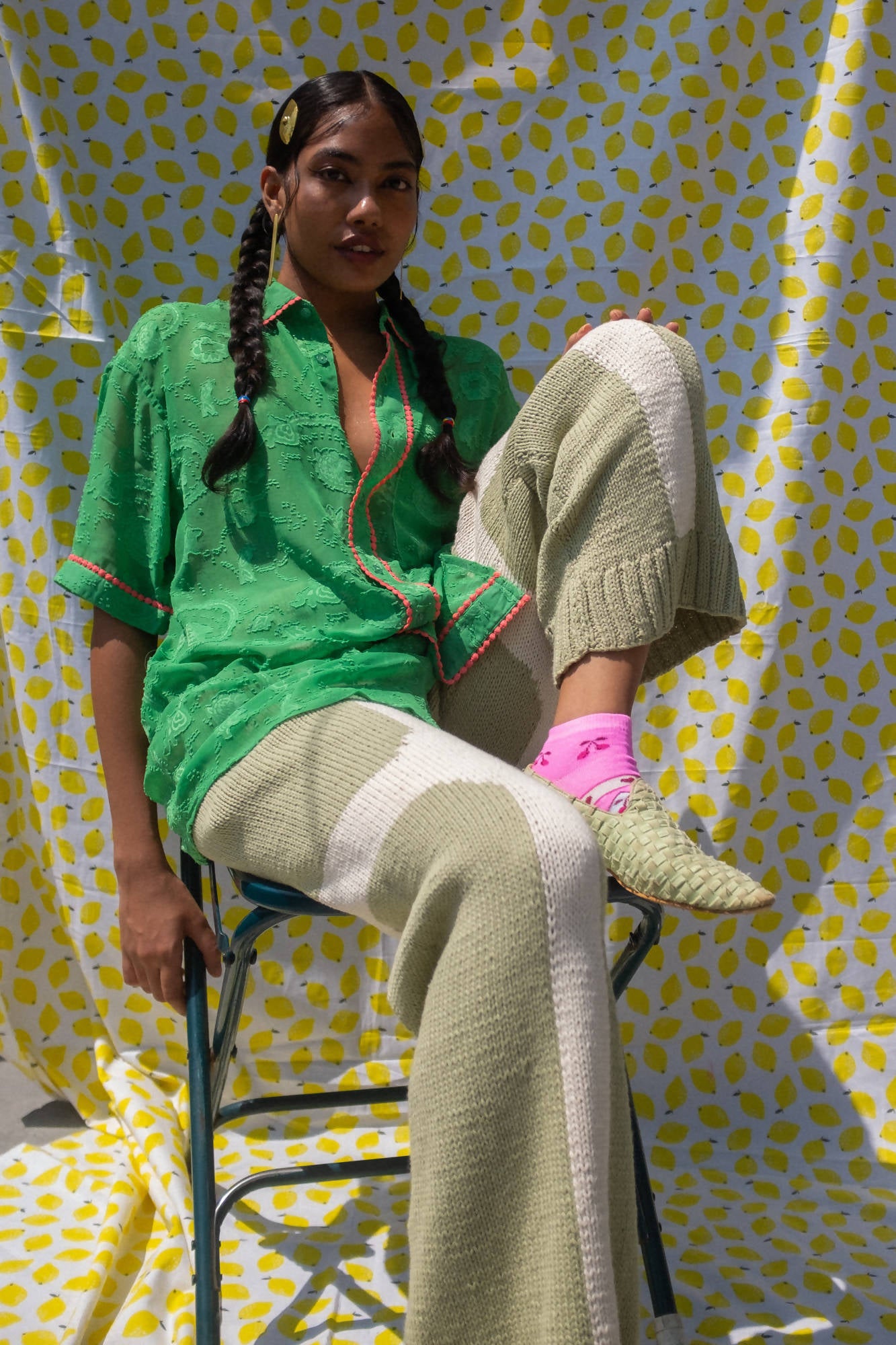 GREEN HAND- KNIT TROUSERS