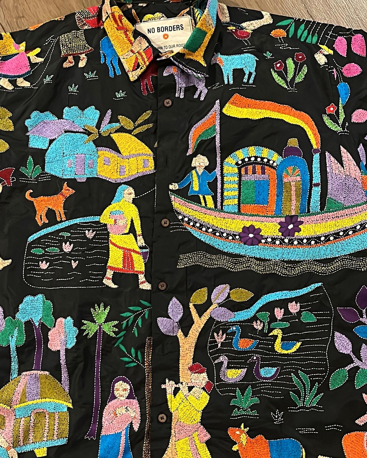 Village Kantha Shirt in Black