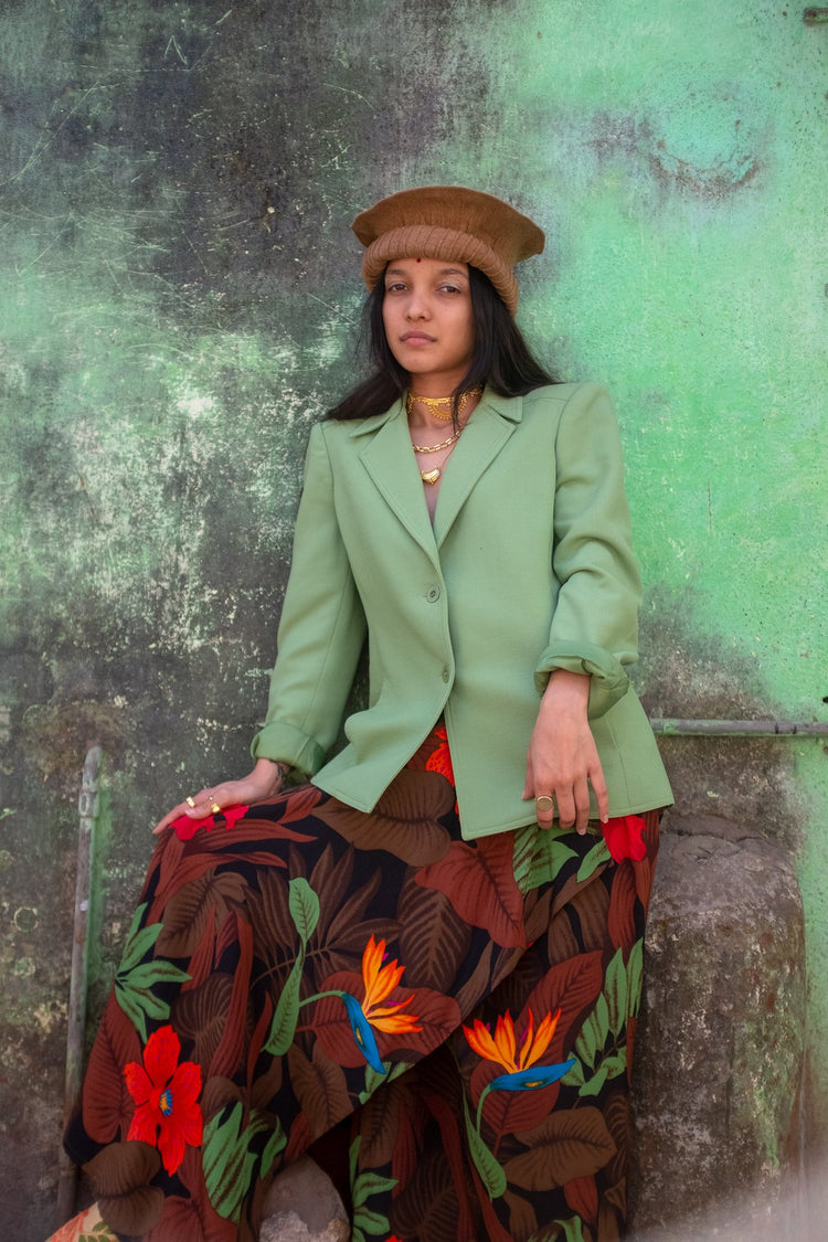 1980s TROPICAL WRAP SKIRT BY ELLEN TRACY LINDA ALLARD