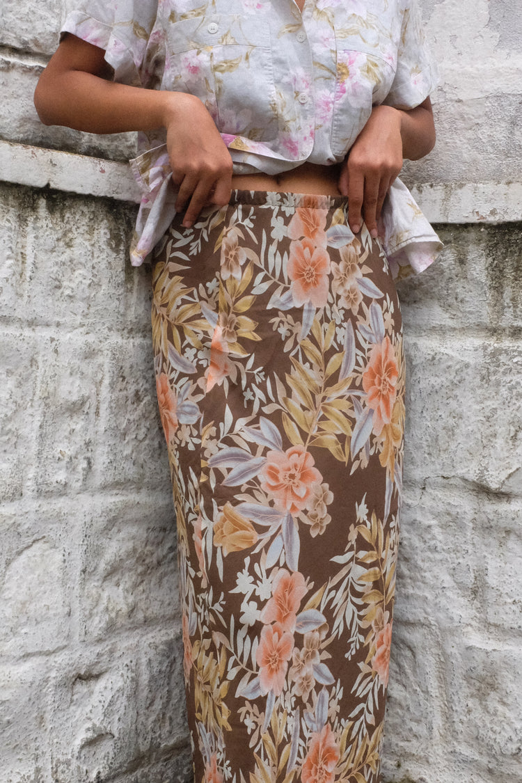 1980s floral print skirt