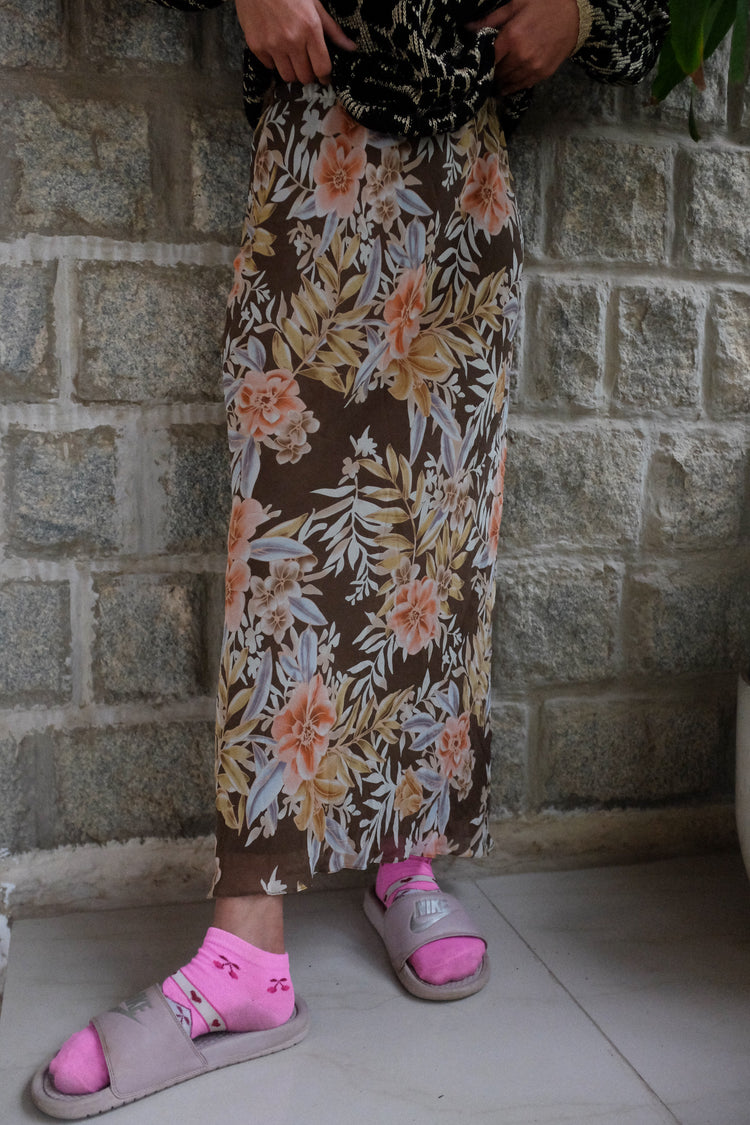 1980s floral print skirt