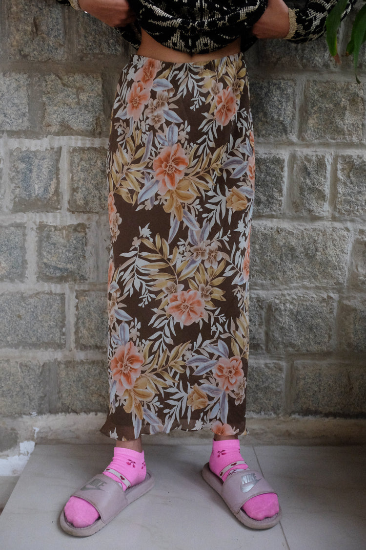 1980s floral print skirt