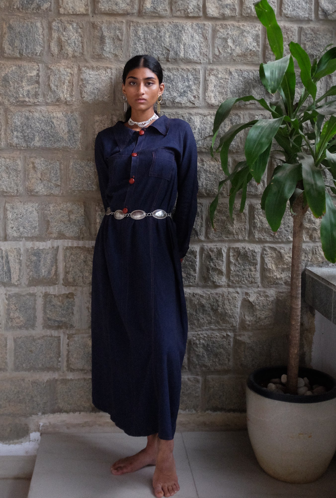 Vintage Denim Long Biker Dress
