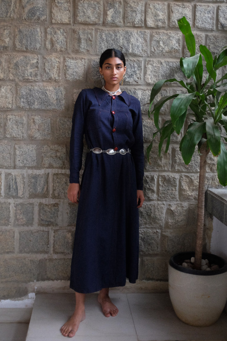 Vintage Denim Long Biker Dress