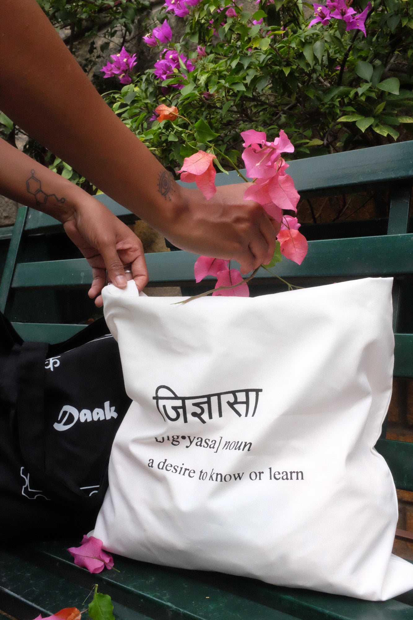 Daak Words of Affirmation Tote Bags in White