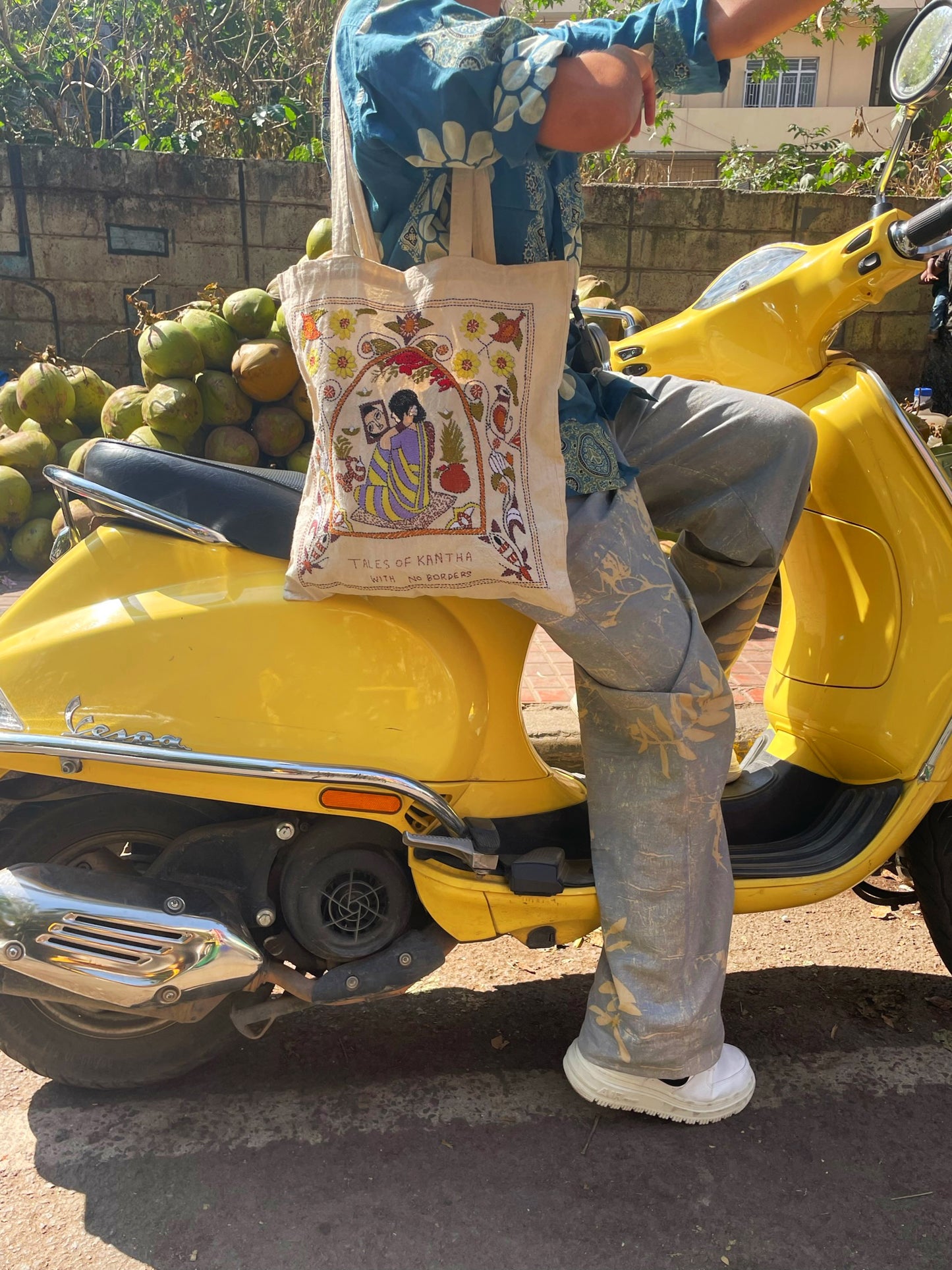Looking in the Mirror Kantha Tote