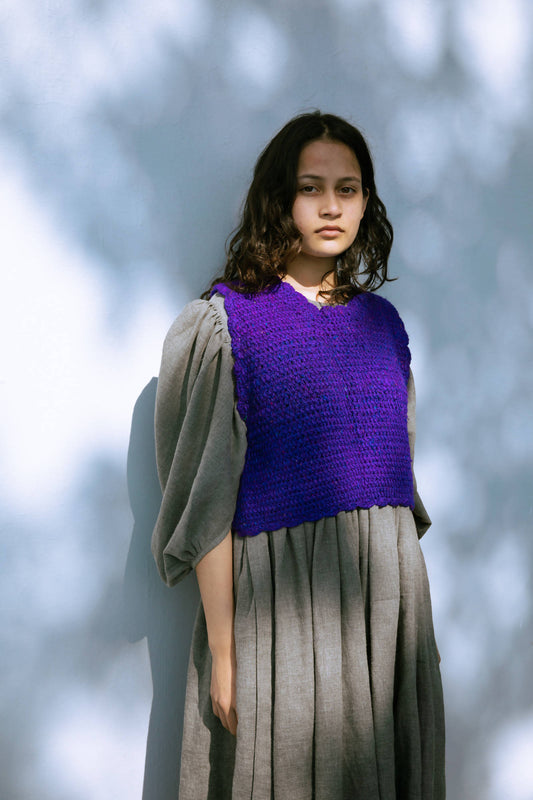 BAGAR PURPLE UPCLYCLED SILK SAREE VEST