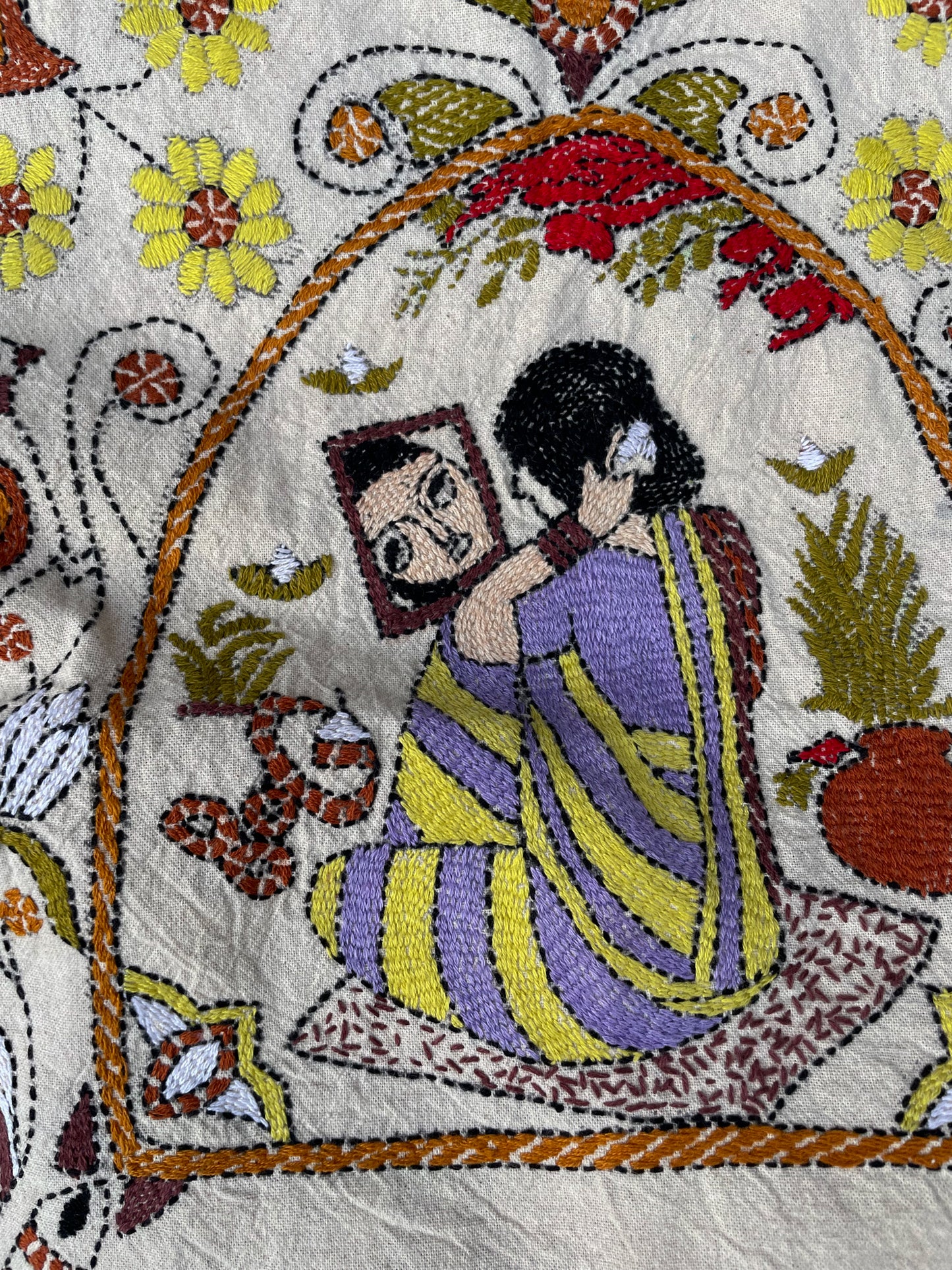Looking in the Mirror Kantha Tote