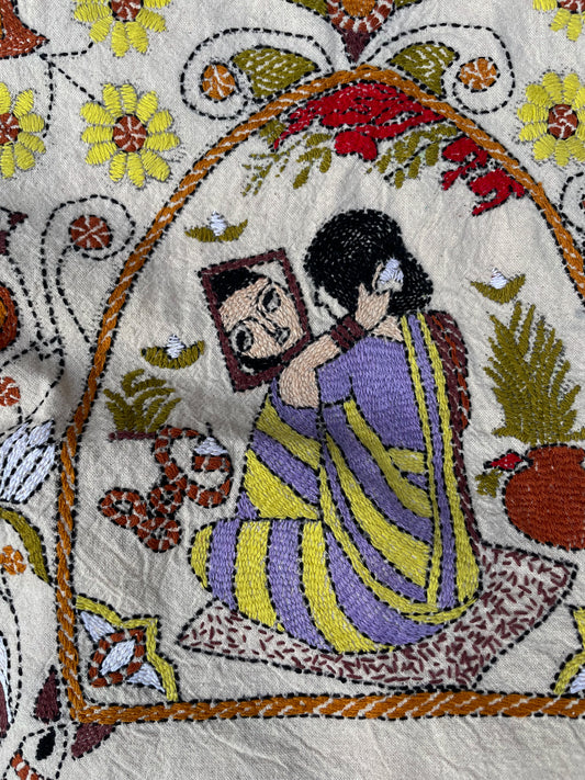 Looking in the Mirror Kantha Tote