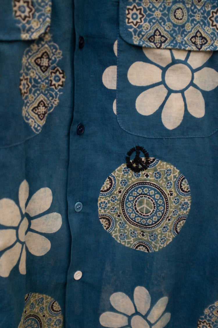 INDIGO FLOWER SHIRT