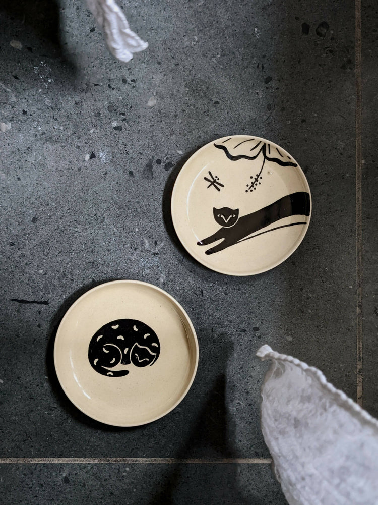 BLACK CATS on WHITE Trinket Dishes (SET OF 2)