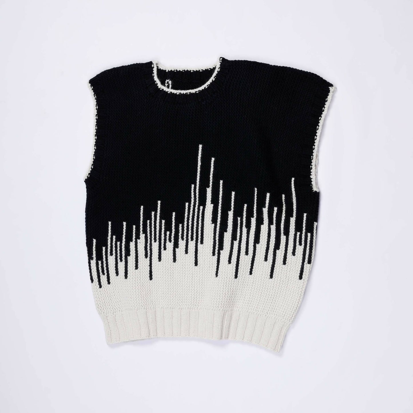 BLACK AND WHITE IKAT VEST