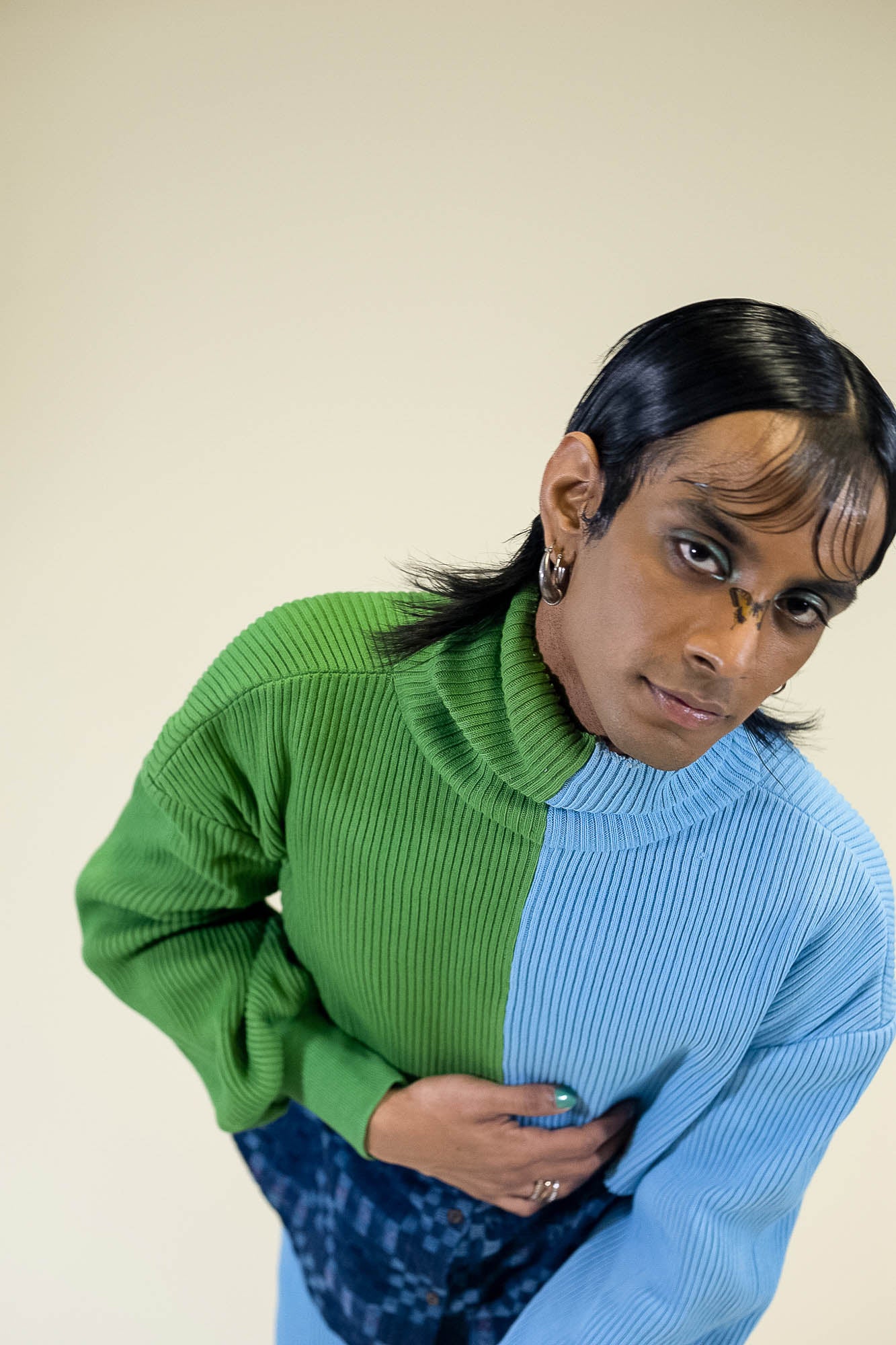 Two Tone Turtleneck Sweater