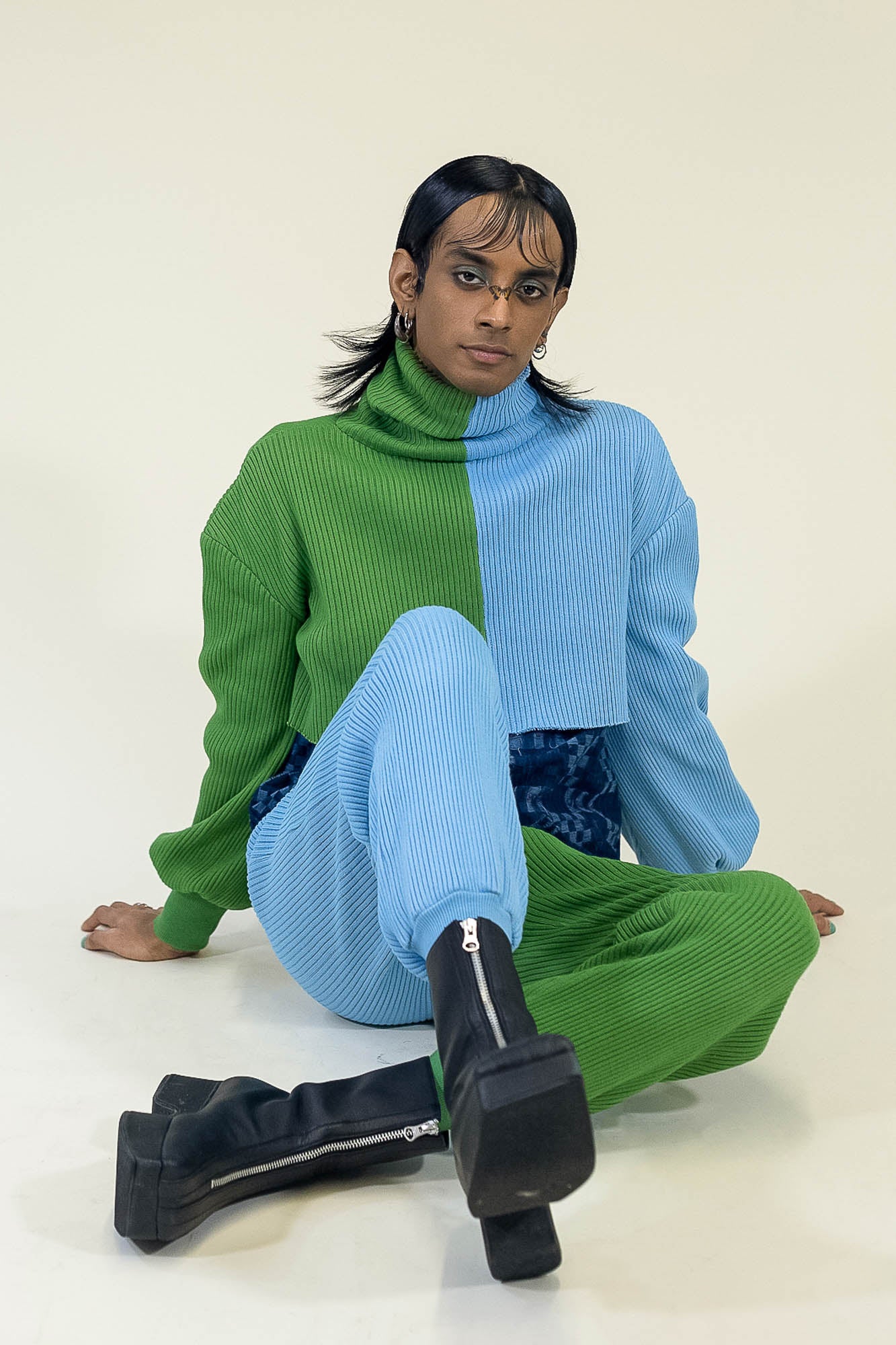Two Tone Turtleneck Sweater
