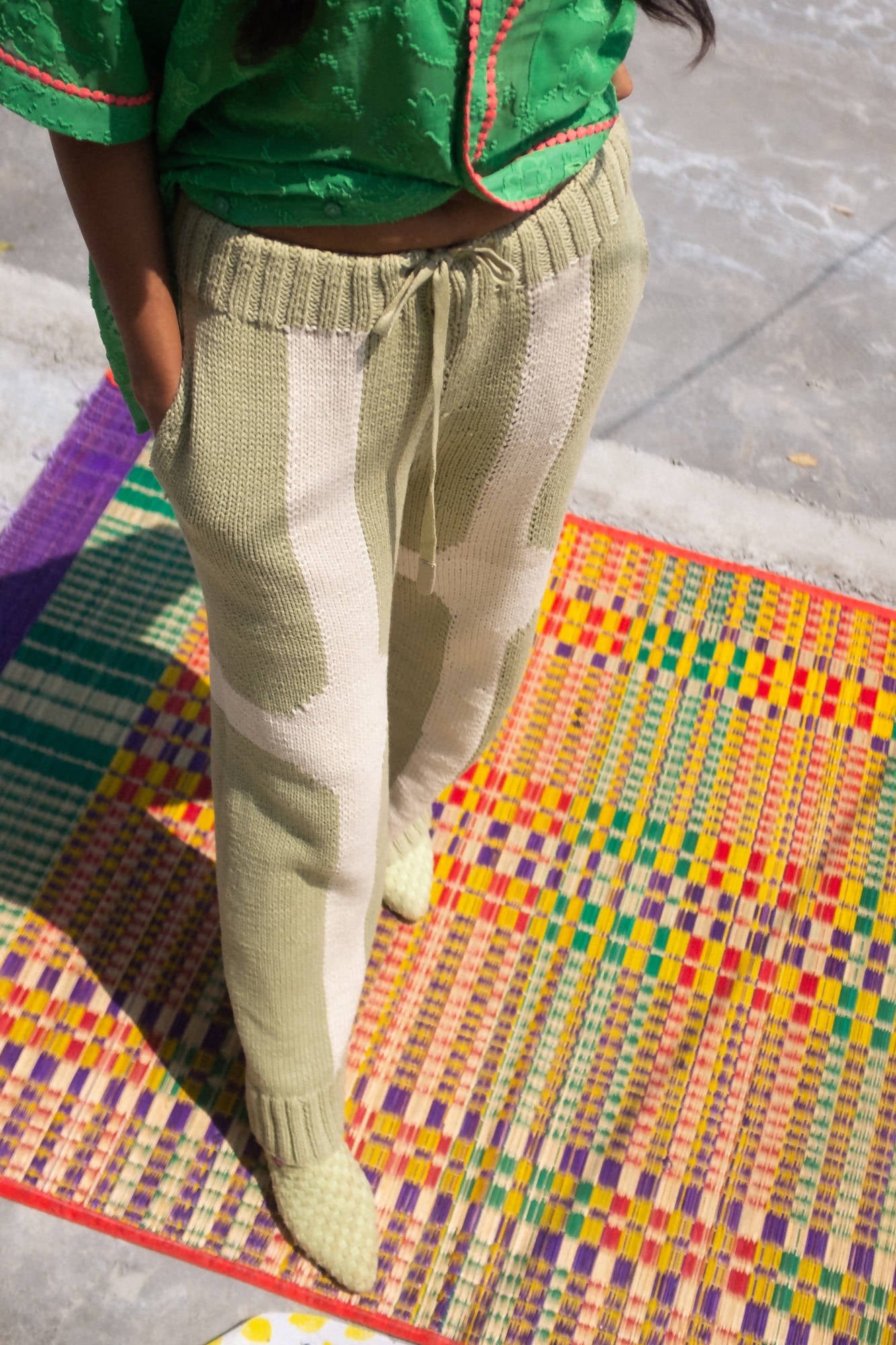GREEN HAND- KNIT TROUSERS