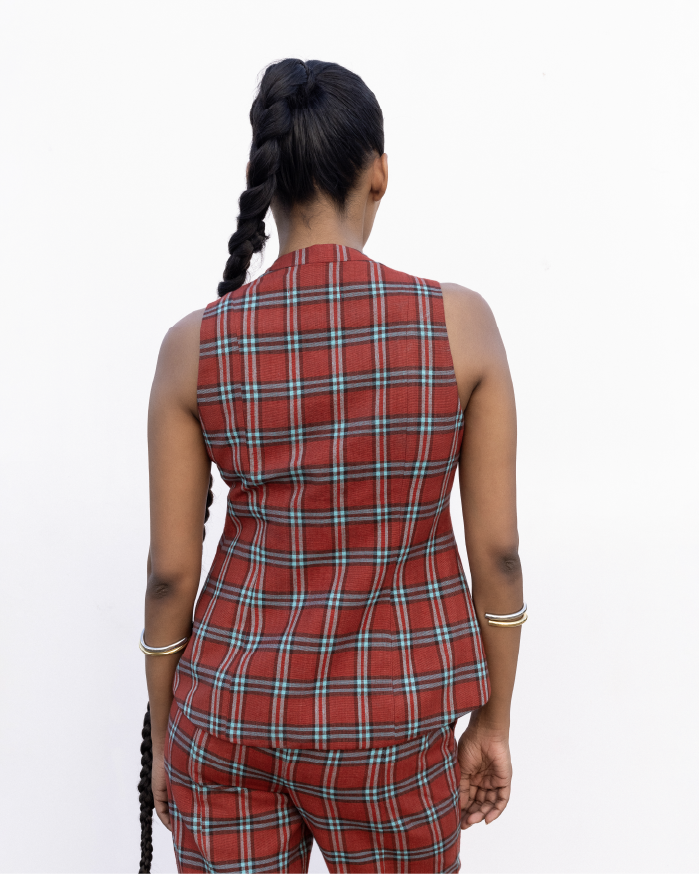 Madras Pleated Vest
