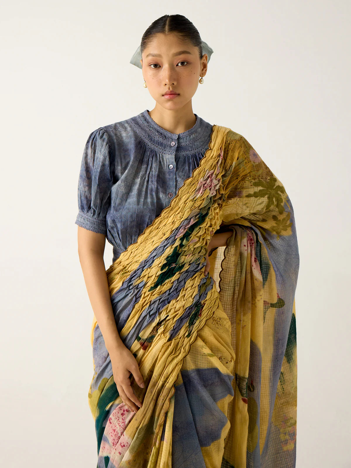 SMOCKED SAREE+TOP