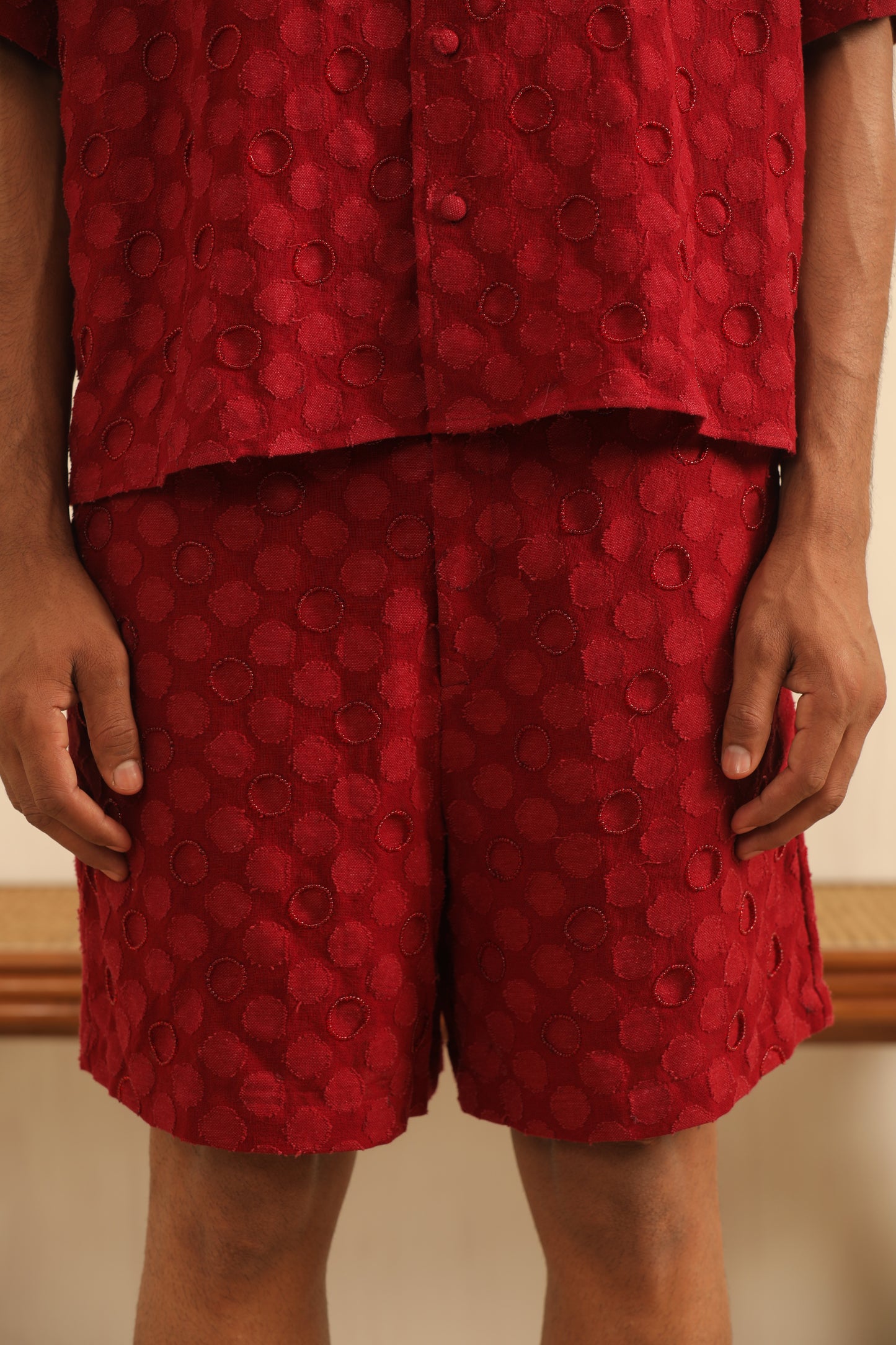 RED BEADED SHORTS